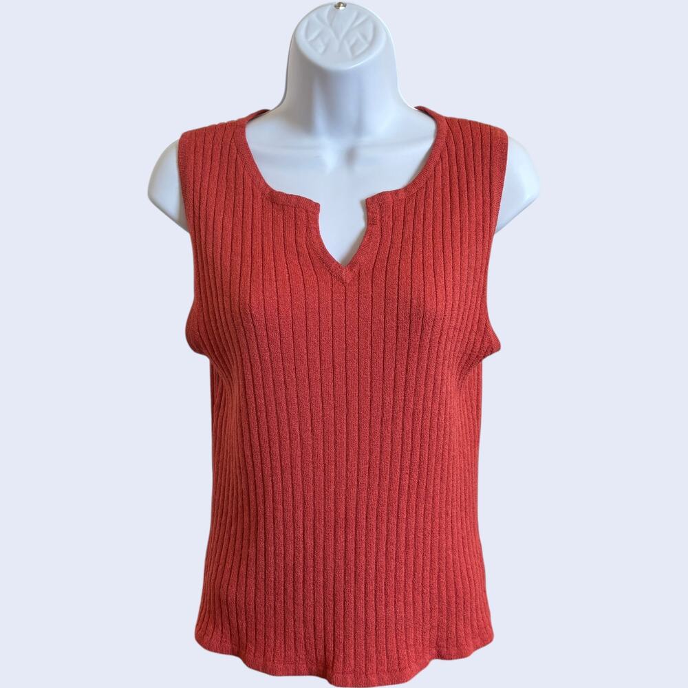 Kathie Lee Collection L Casual Ribbed Tank Rust Slim